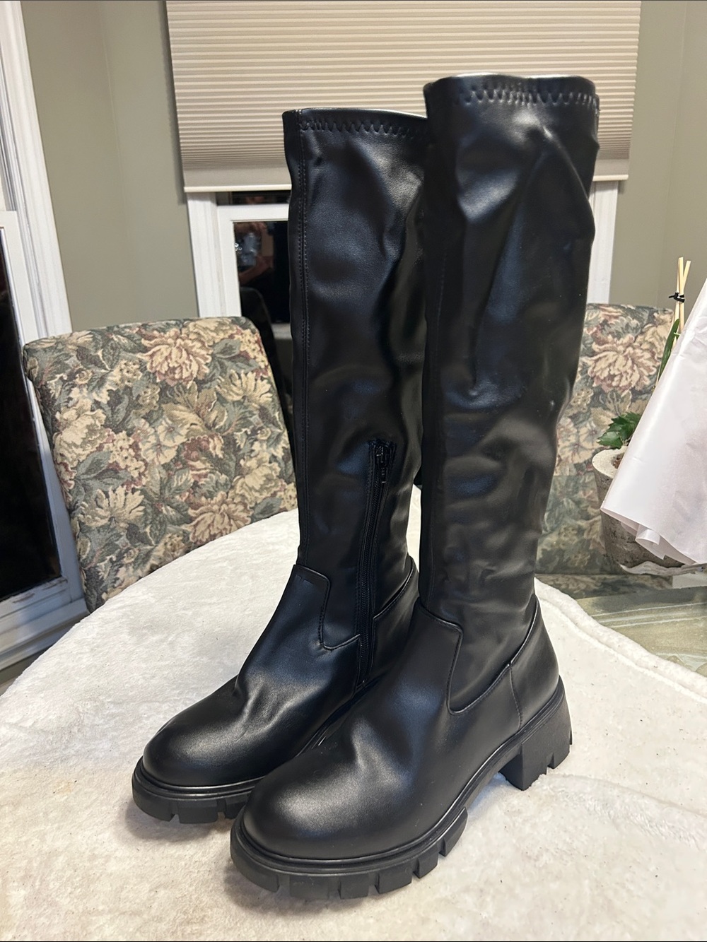 Steve Madden Black Over-the-Knee Lug Sole Boots